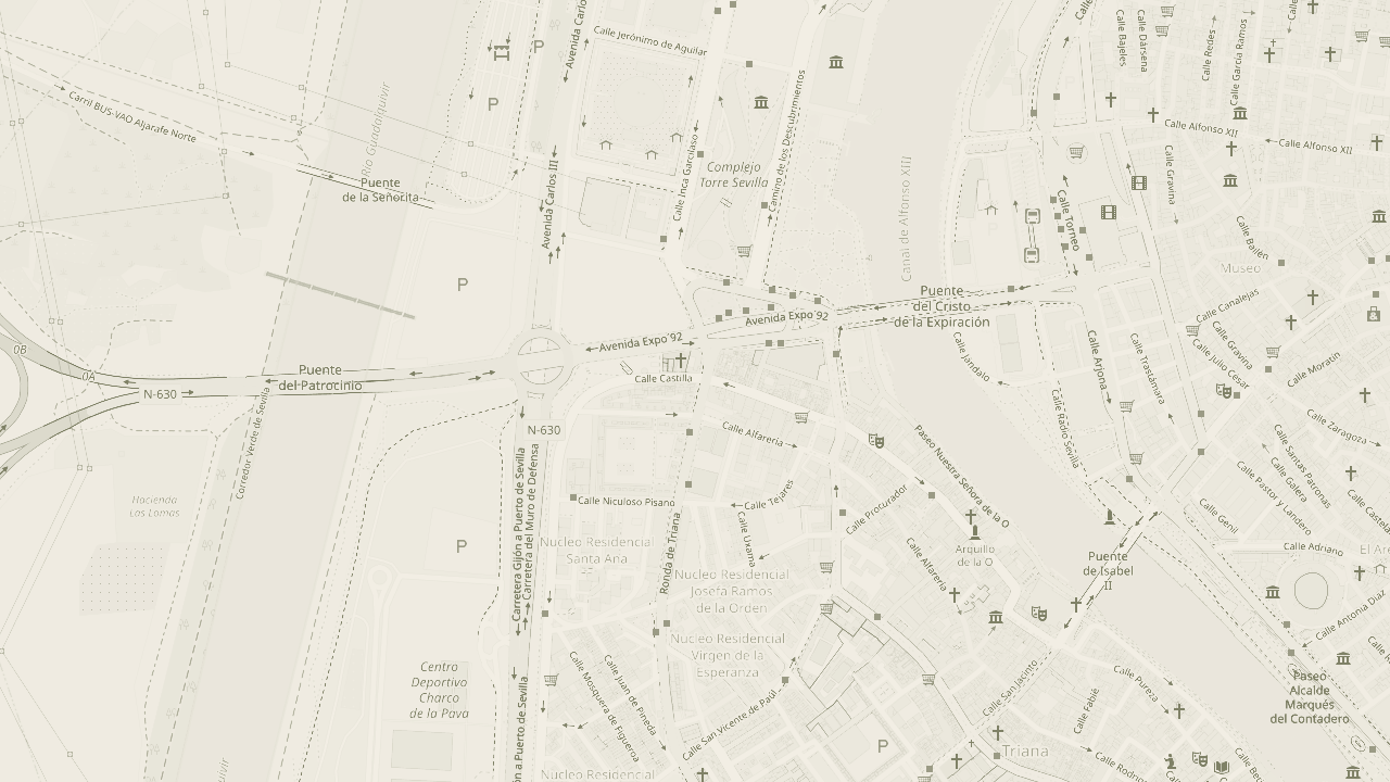 Mapa de la zona de Ronda de Triana, en Sevilla, con la consulta marcada